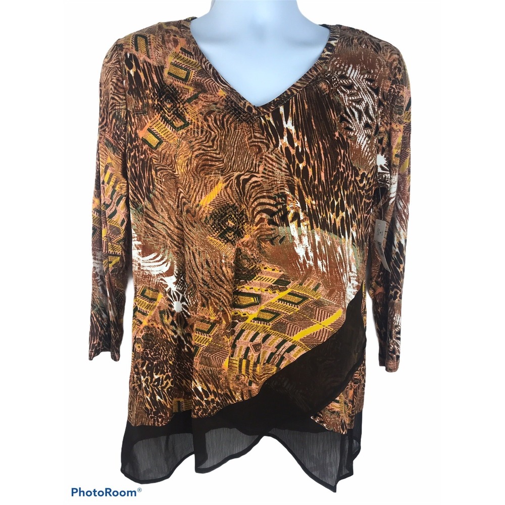 NWT New Directions Womens Medium Long Sleeve V-neck Shirt